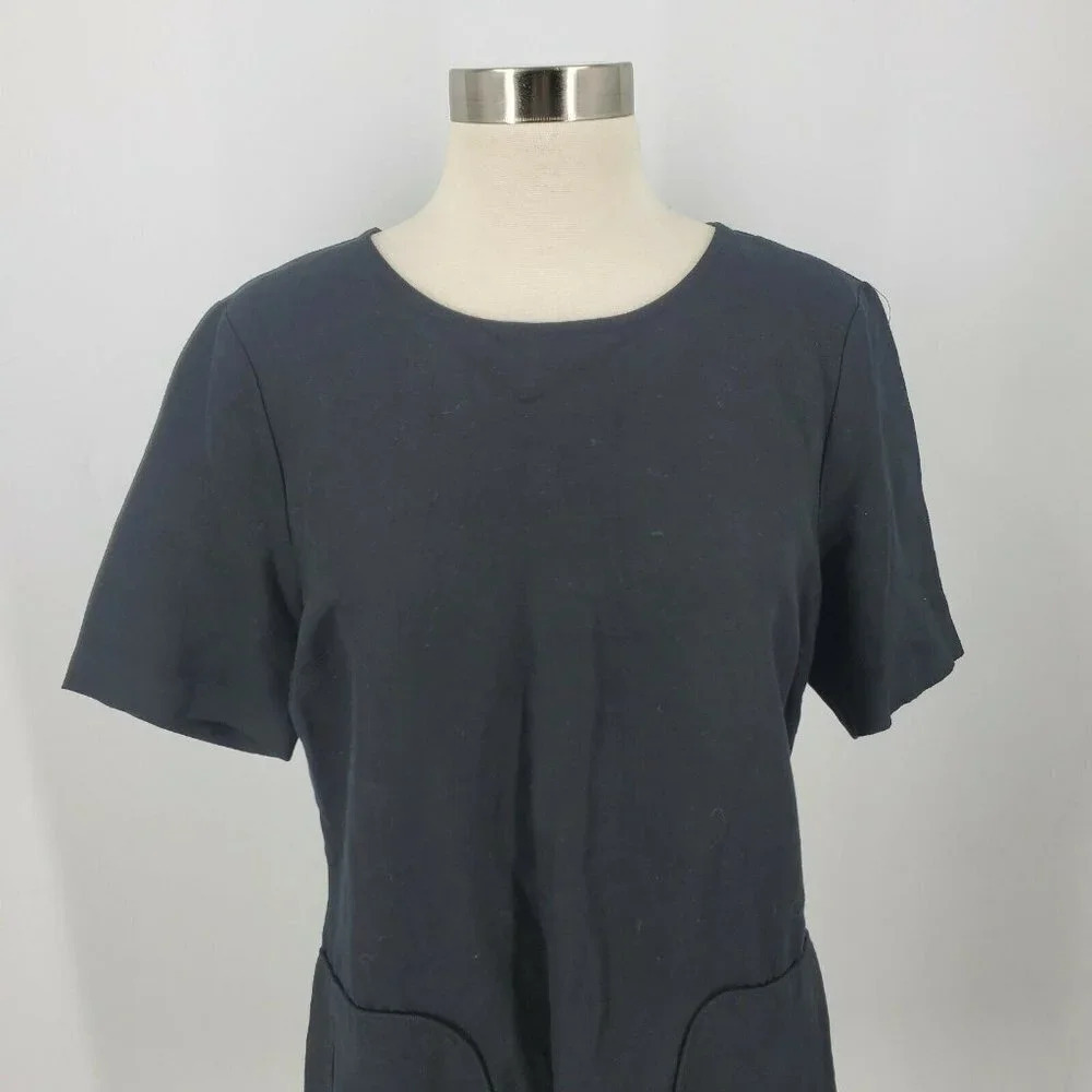 Avec‎ Les Filles Shift Dress Front Pockets Casual Black Linen Blend sz M - Picture 5 of 12